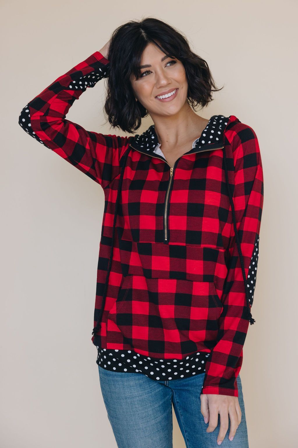 Deuce Plaid Polka Dot Hoodie