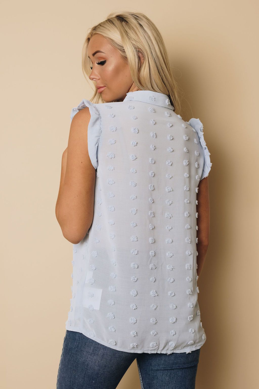 Hyde Collar Ruffle Polka Dot Tank