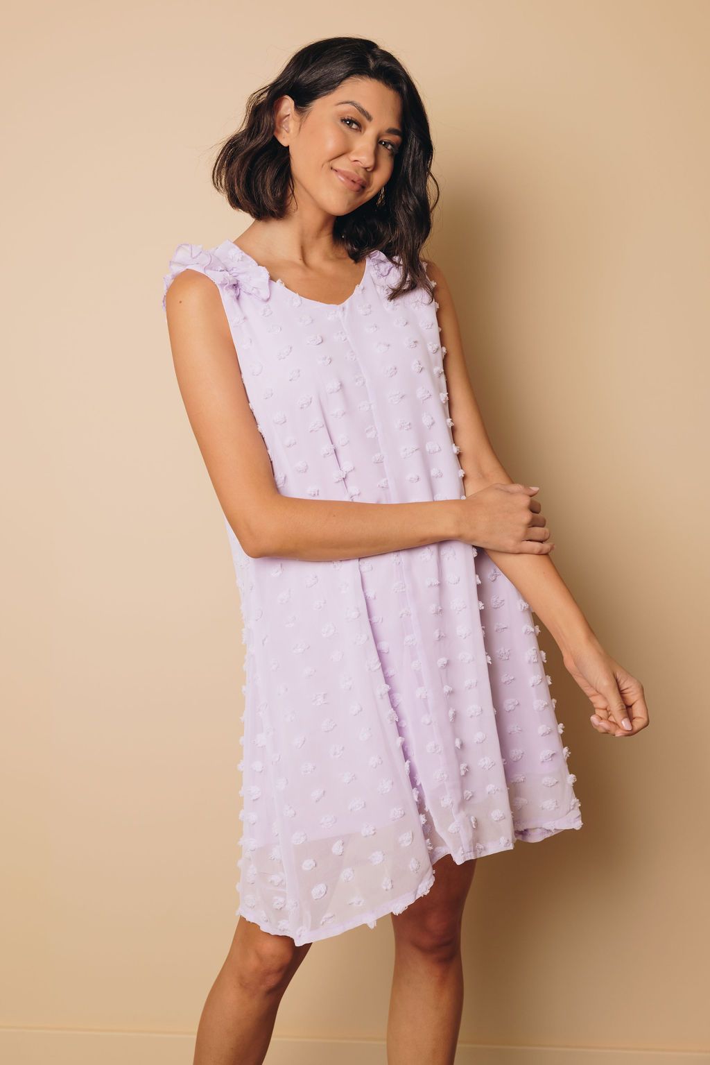 Titan Swis Dot Ruffle Dress