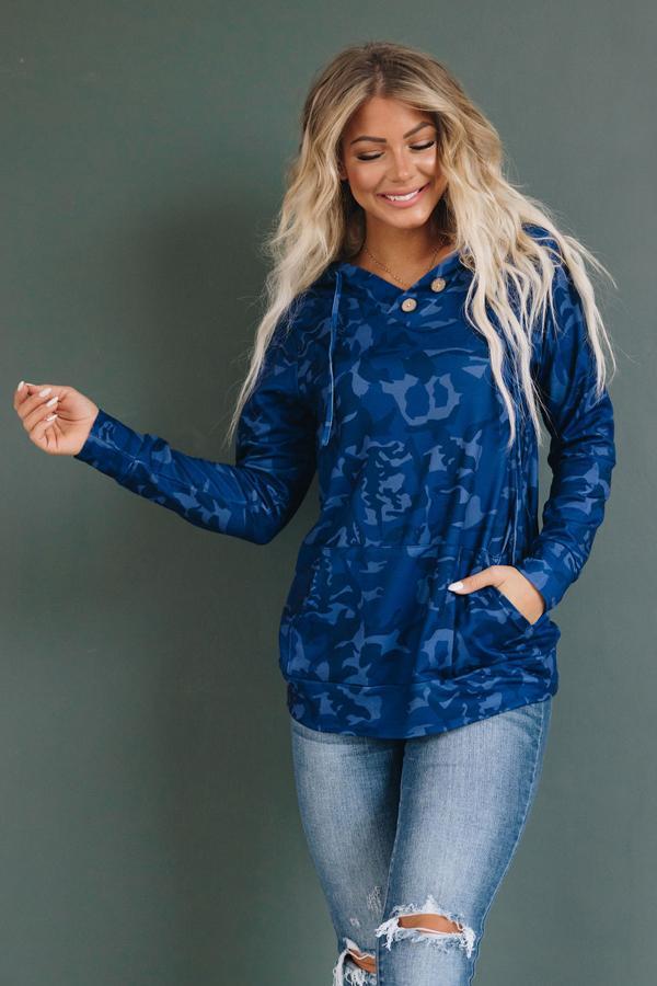 Button Me Up Print Hoodie