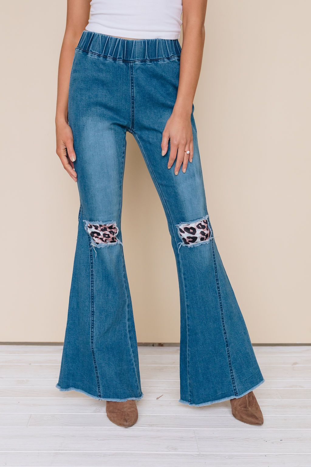 Be Happy Patched Flared Denim