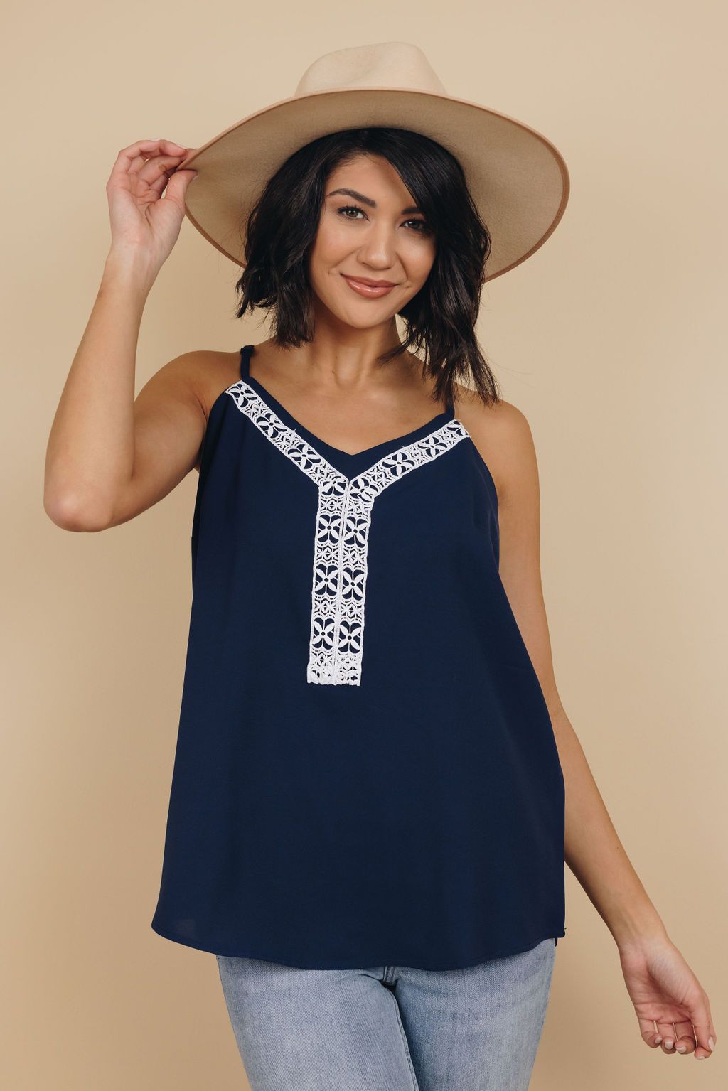 County Fair Lace V Neck Tank