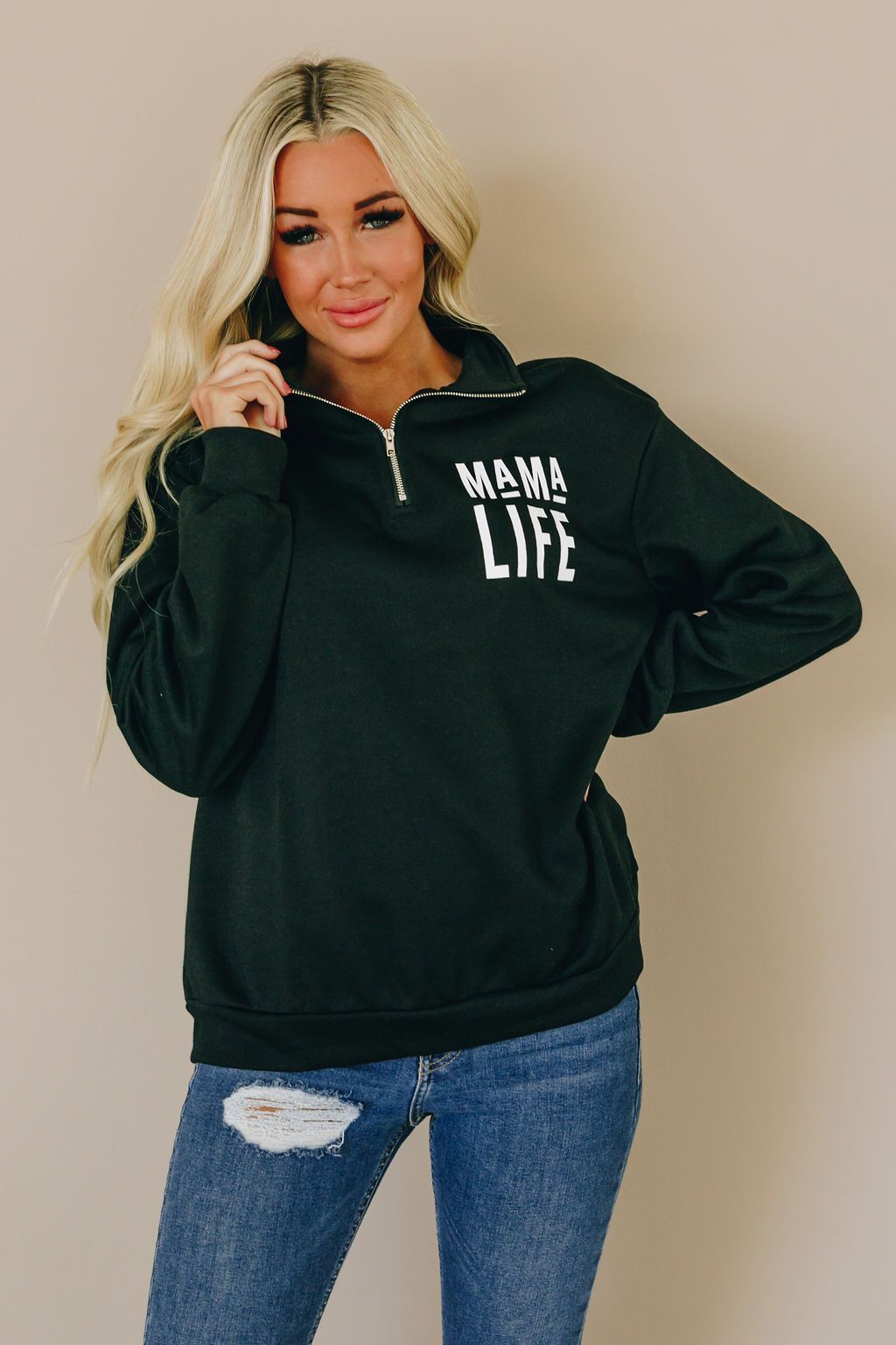 Mama Half Zip Sweatshirt