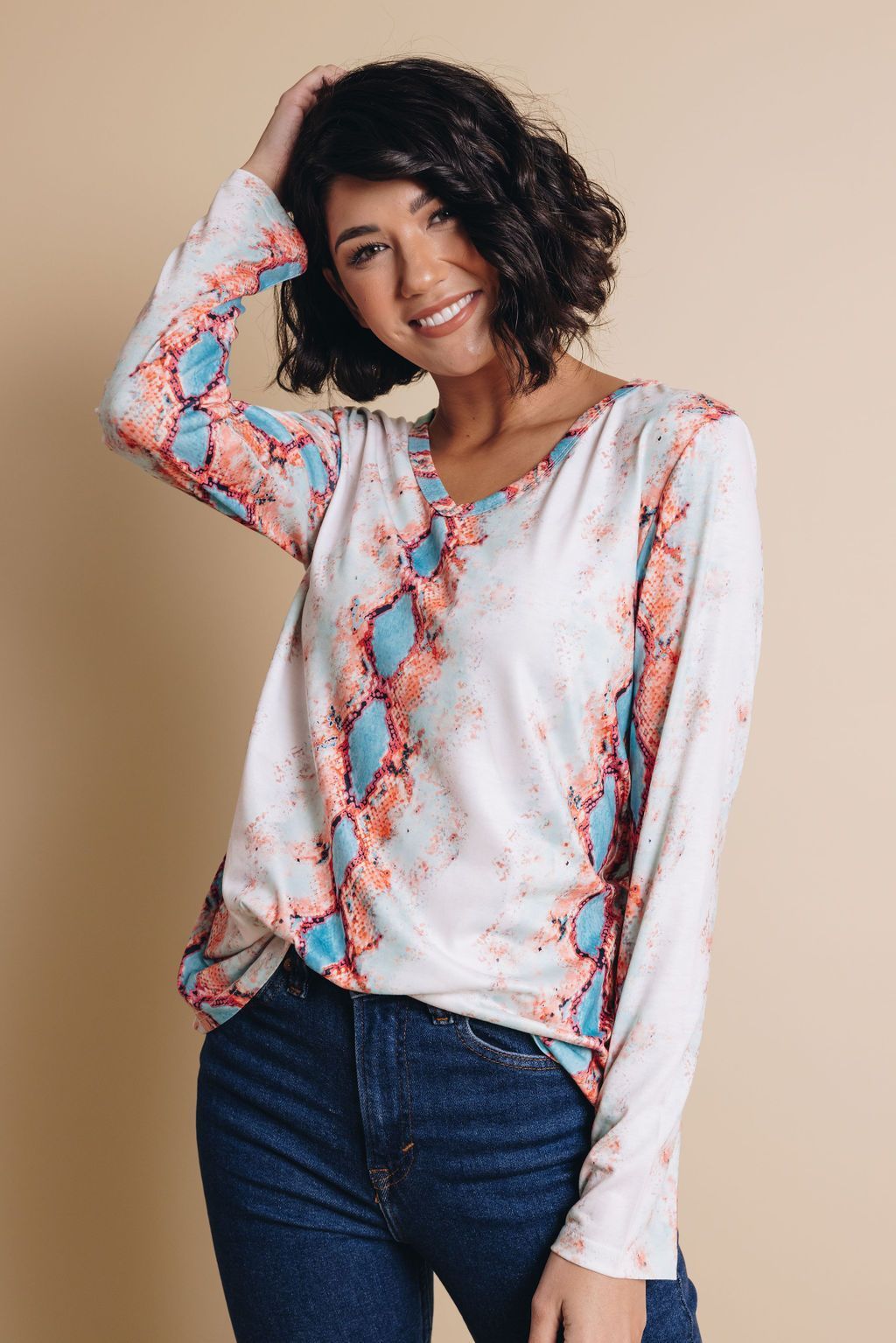 Rosie Snakeskin V Neck