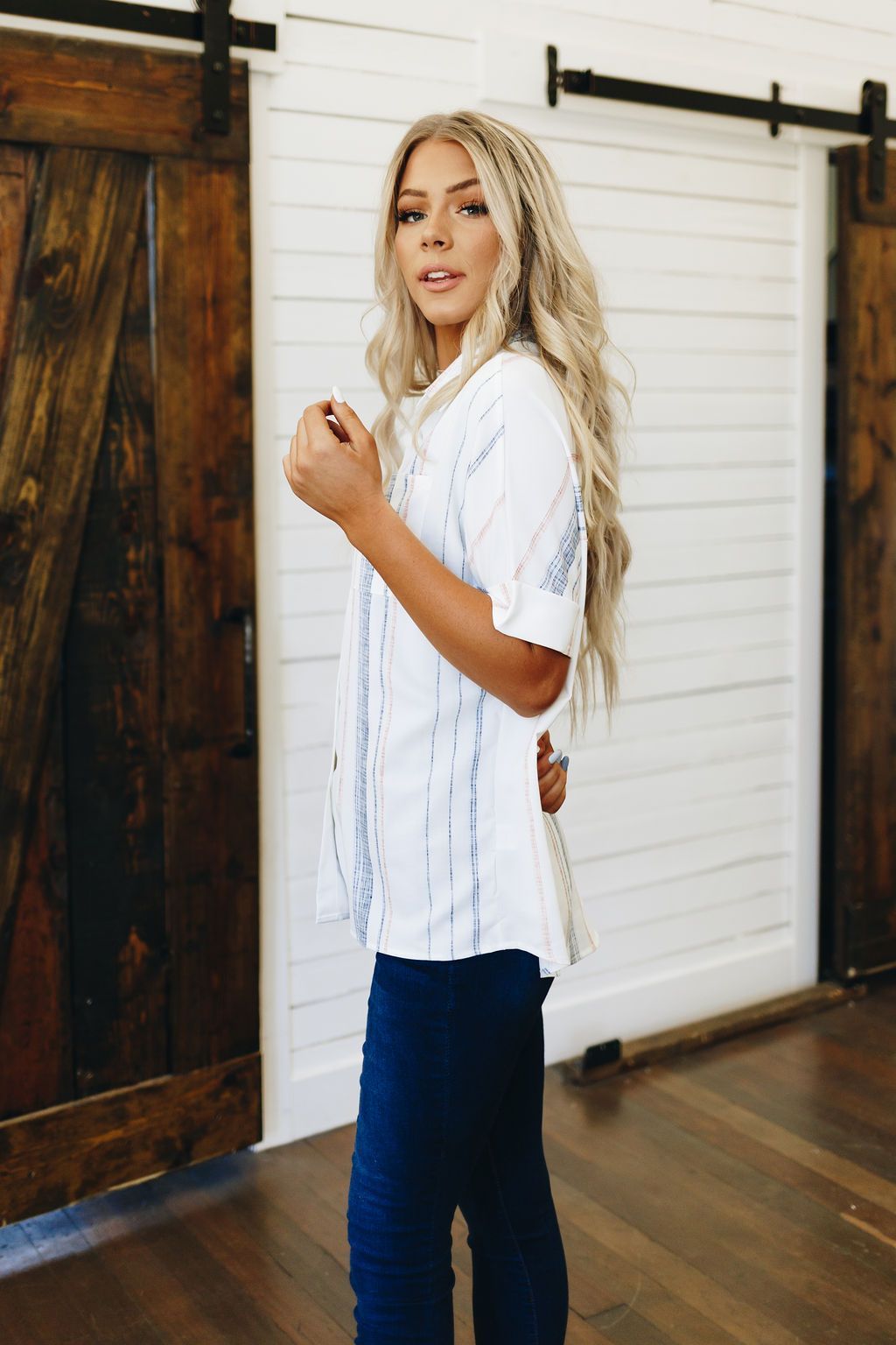 Fine Line Button Down Top