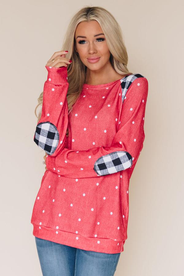 Polka-Plaid Sweatshirt