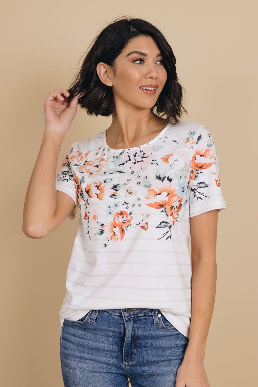 Kener Floral Stripe Tee