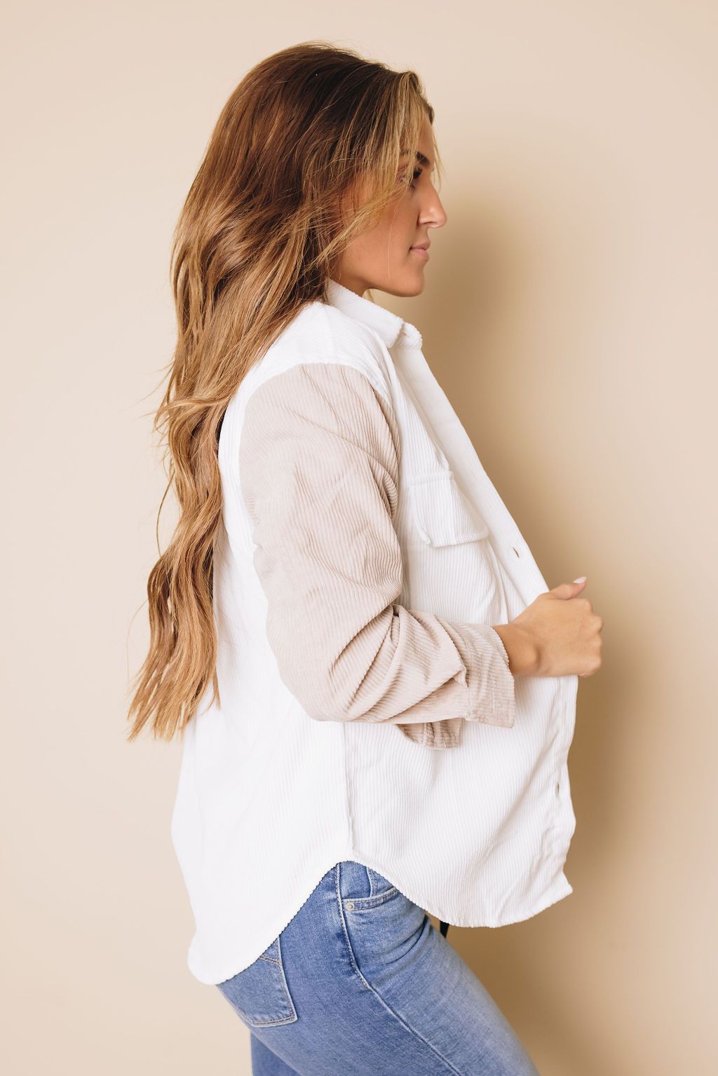 Kelsi Color Block Button Up Shacket