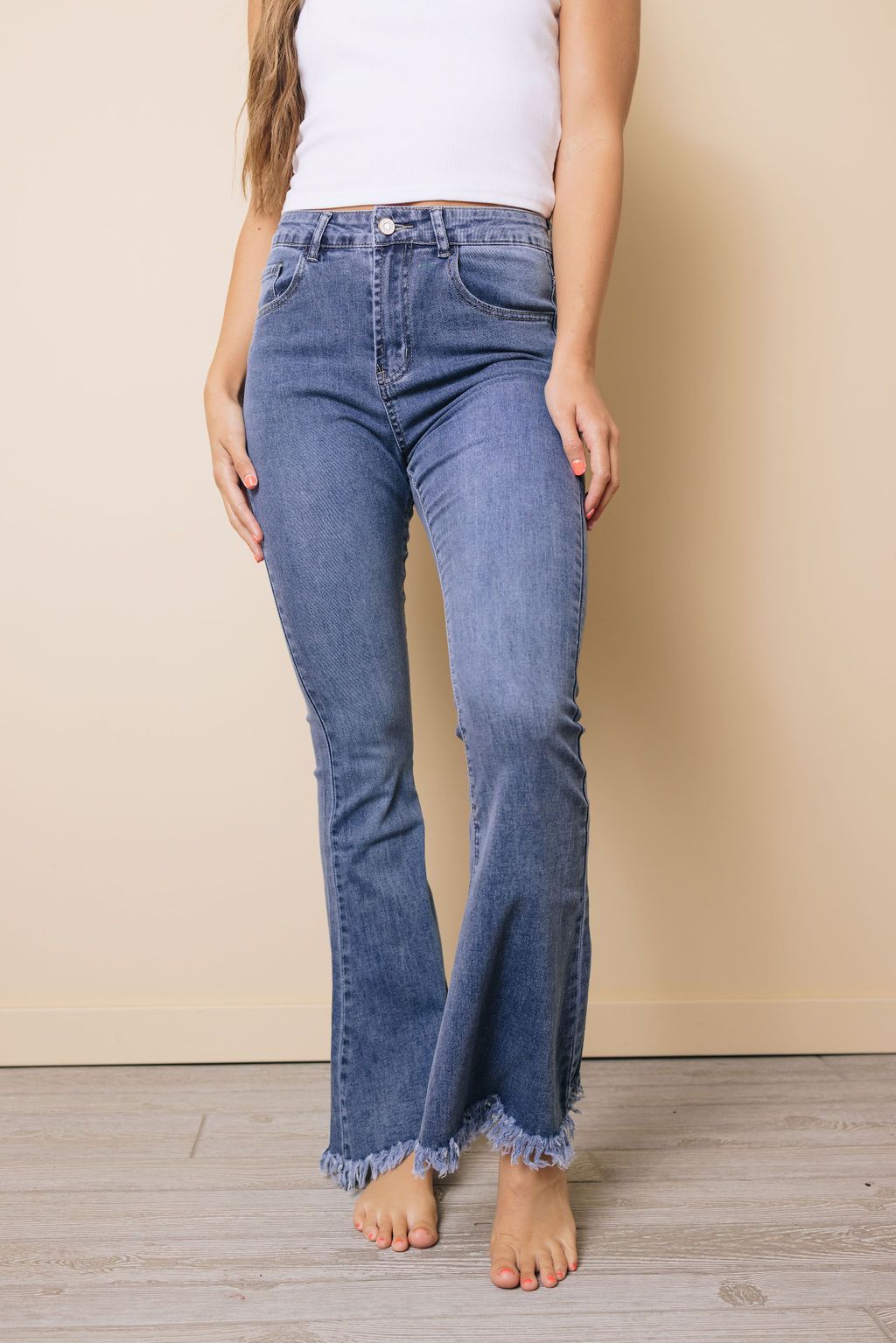 Maren High Waist Flare Jeans with Raw Edges