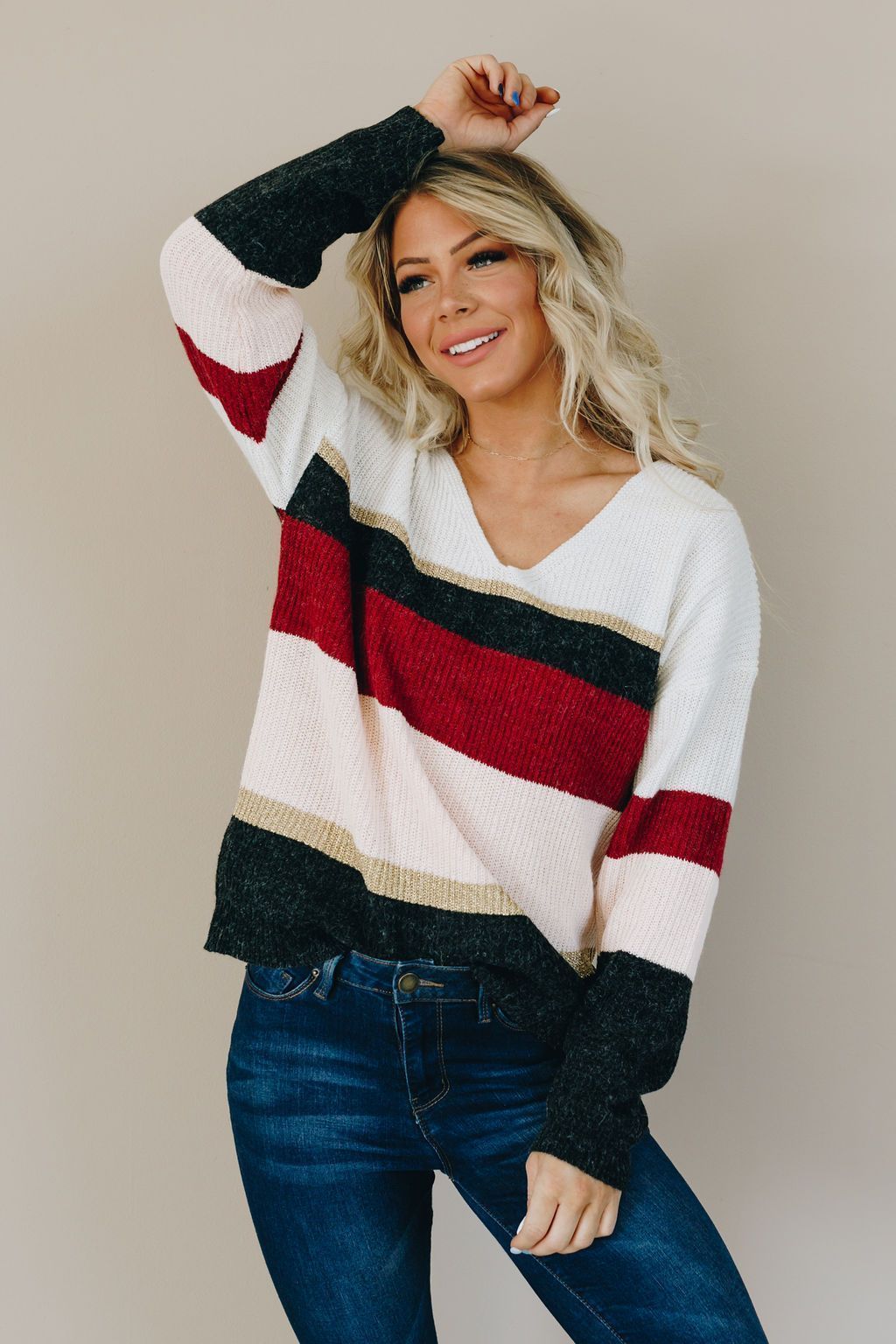 Candy Striped Knit Sweater