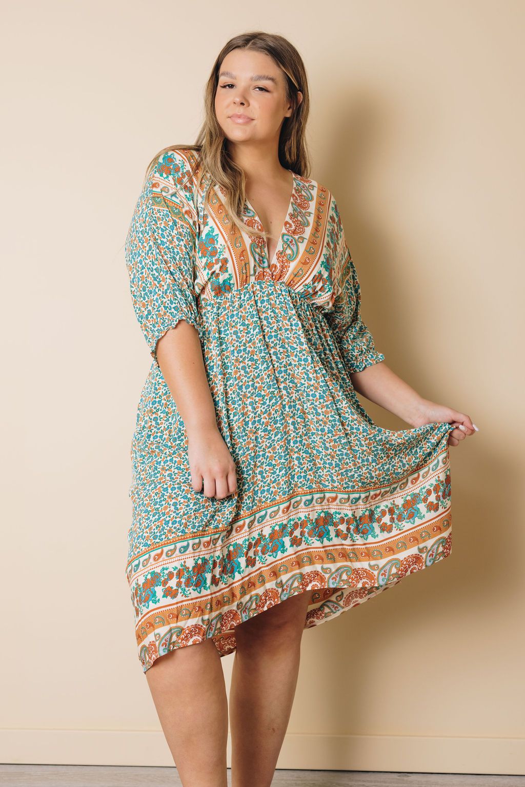 Plus Size - Lively Boho Floral Dress