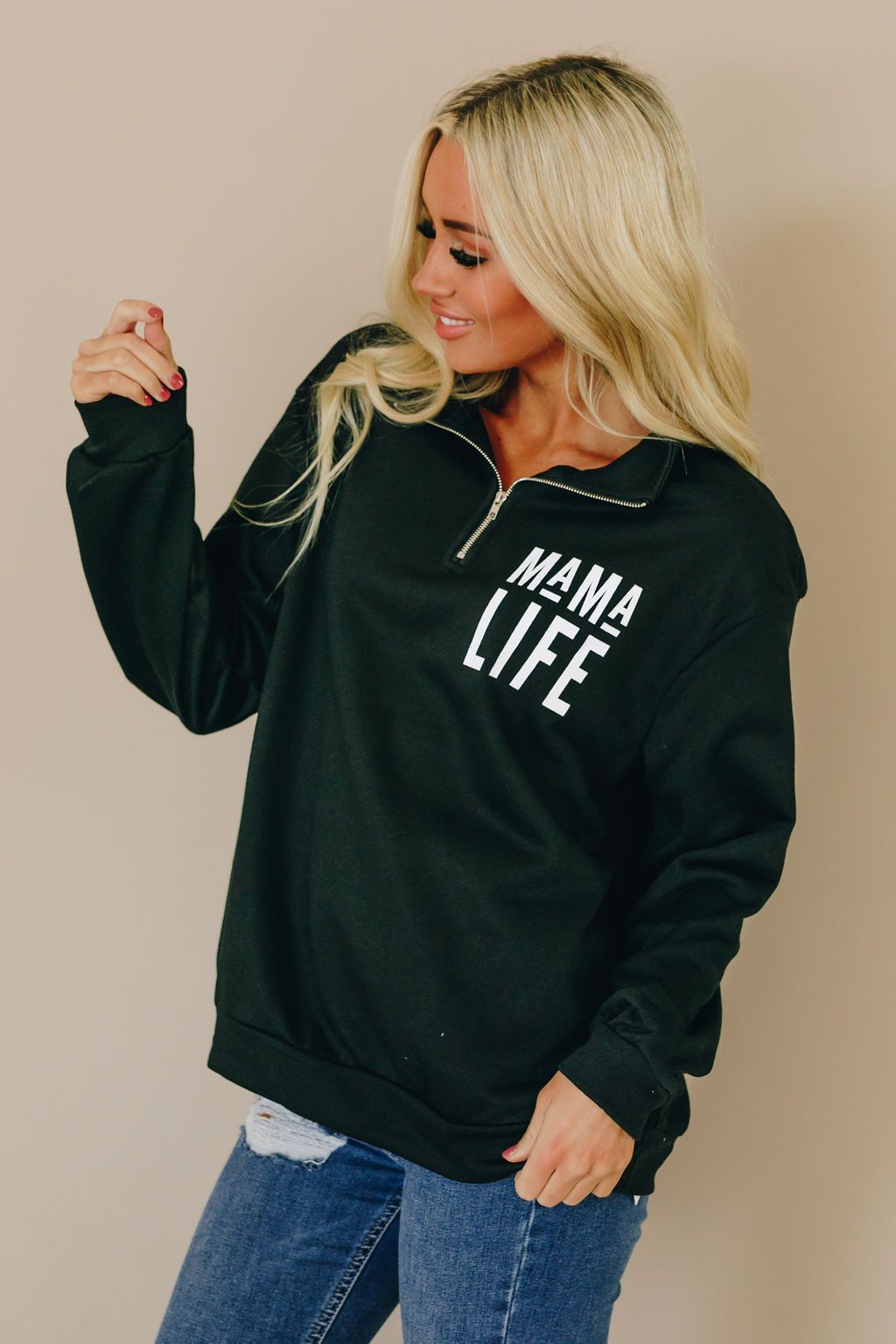 Mama Half Zip Sweatshirt