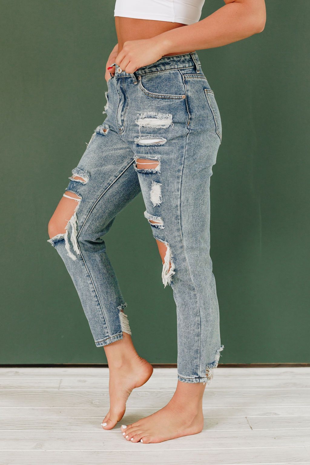 Cathy Distressed Boyfriend Jeans
