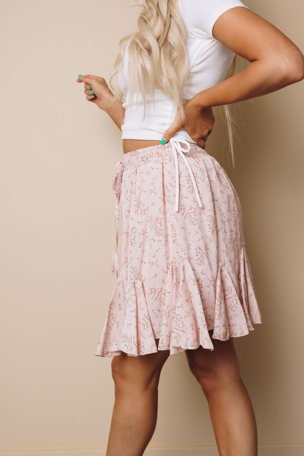Denisse Ruffled Floral Mini Skirt