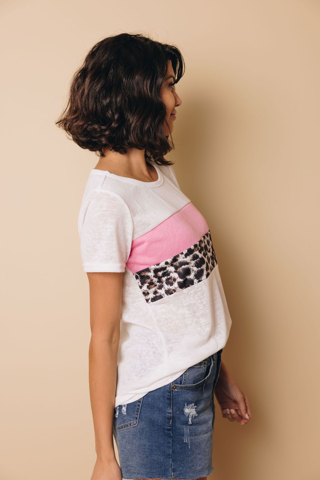 Gretchen Leopard Patchwork Tee