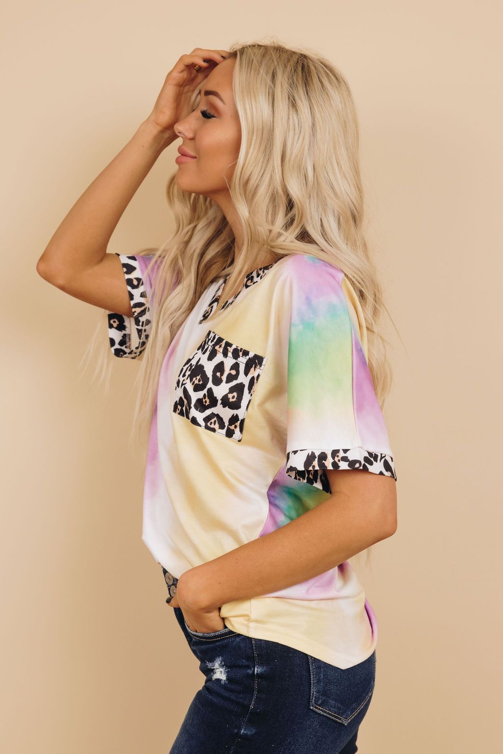 Exile Tie Dye Leopard Top