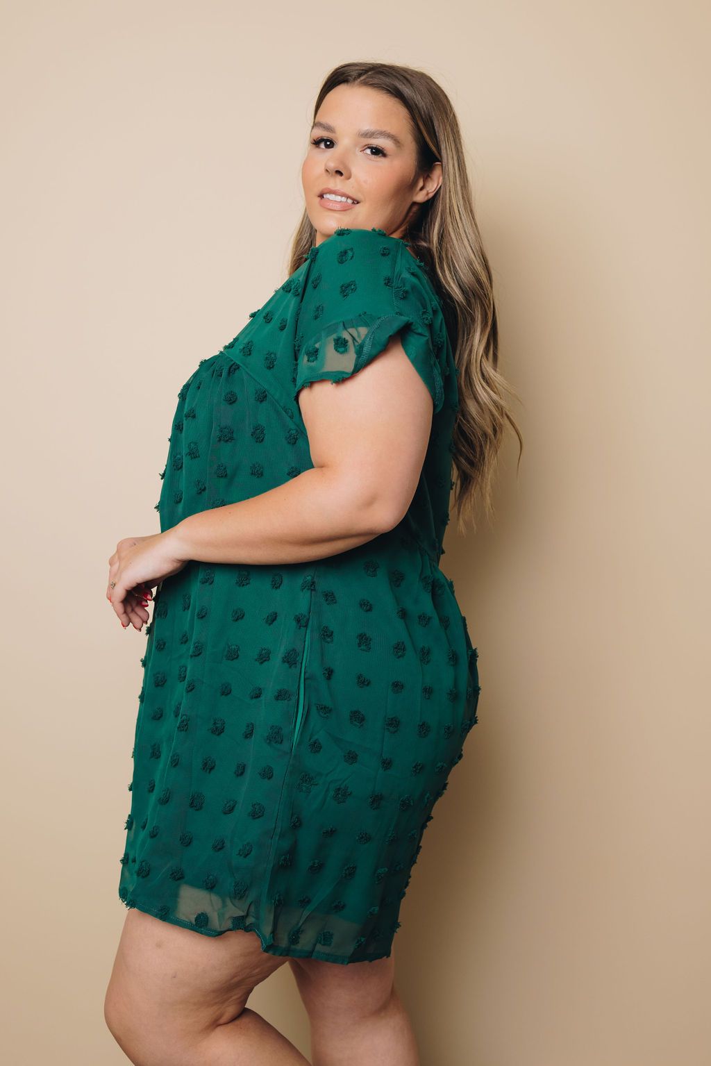 Plus Size - Darlene Swiss Dot Midi Dress