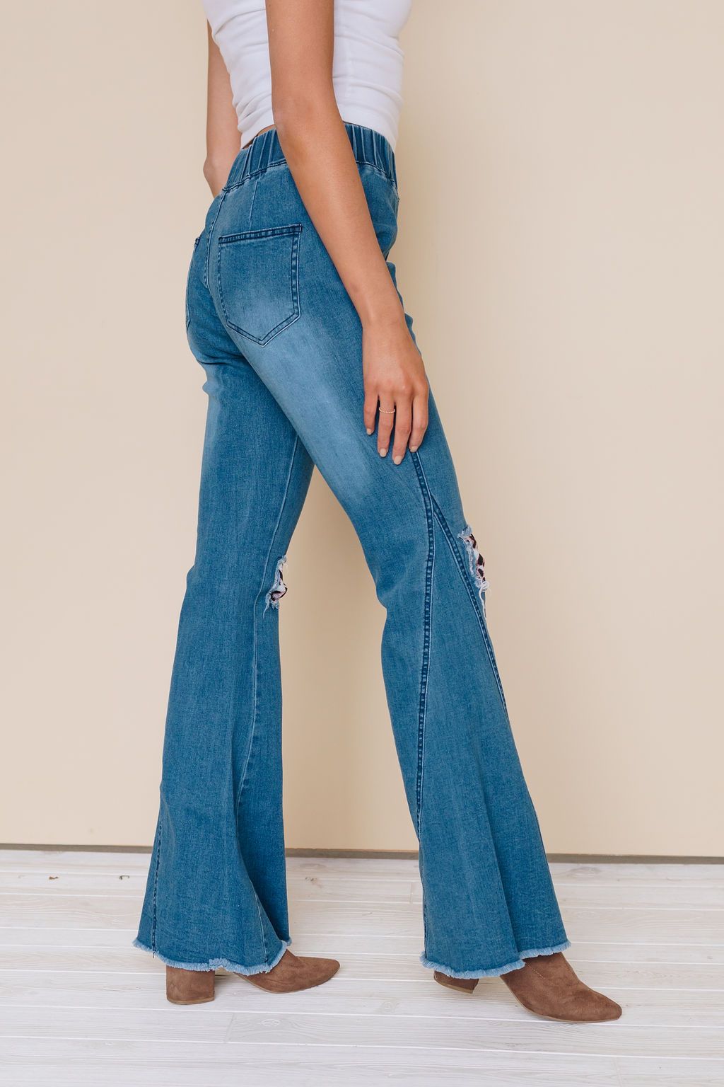 Be Happy Patched Flared Denim