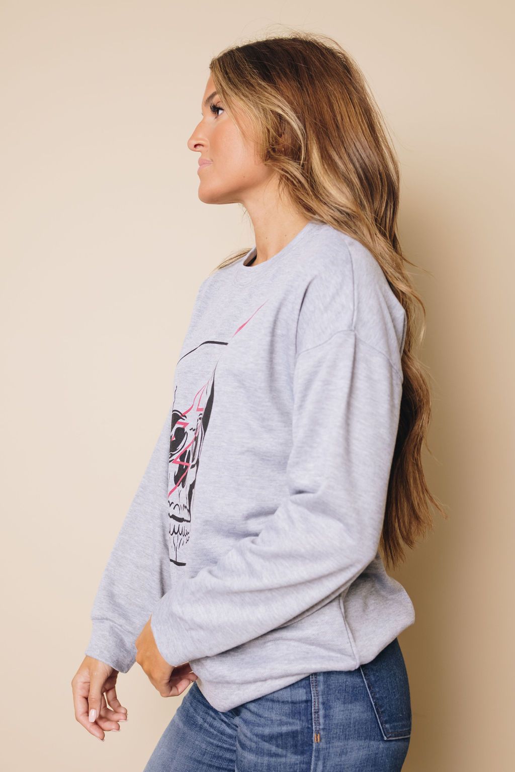 Halloween Skull Graphic Sweatshirt