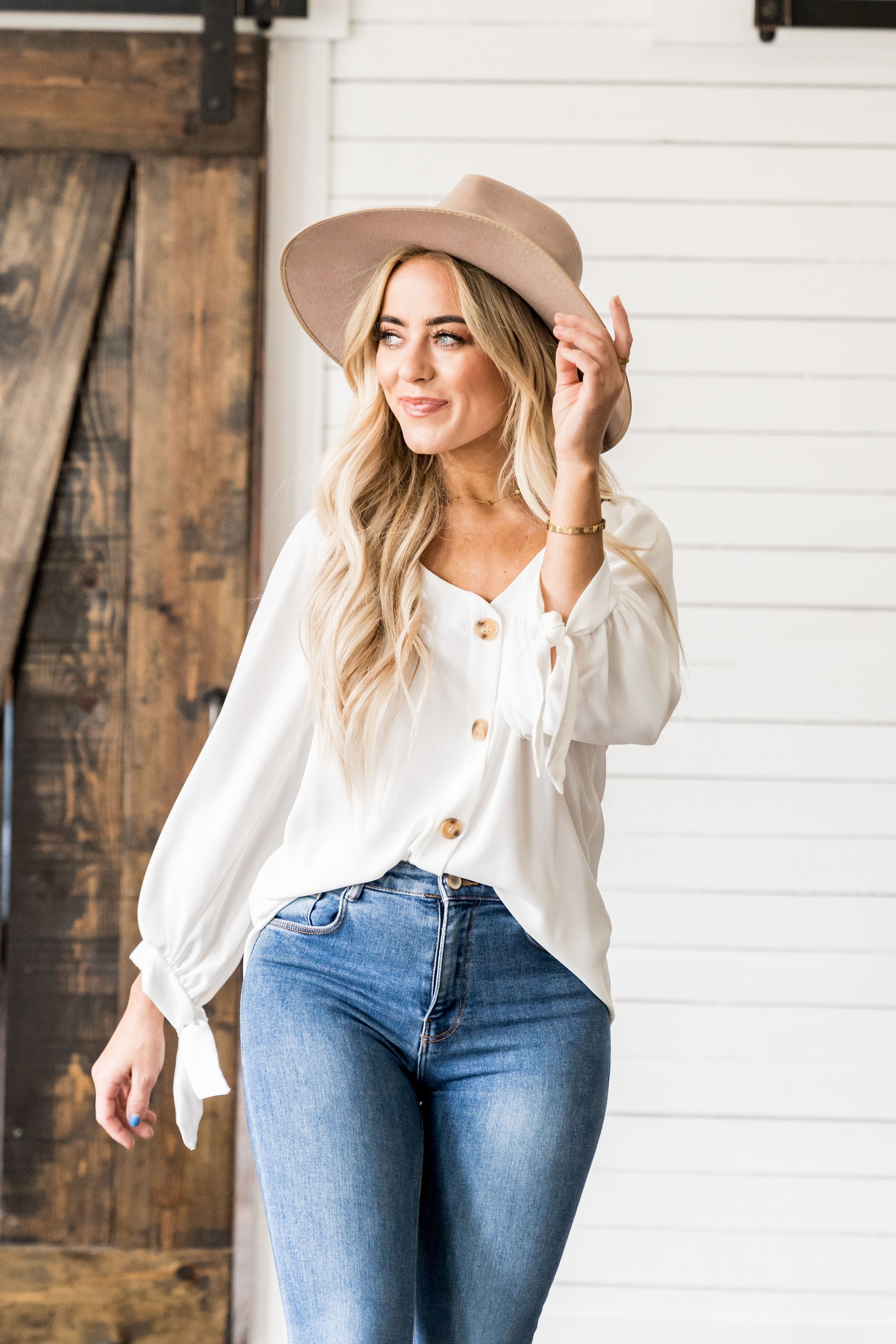 Cute as a Button Tie Detail Top