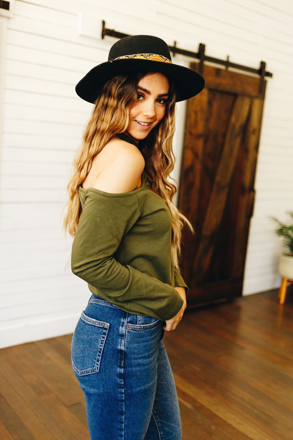 Hued Halter Long Sleeve Top