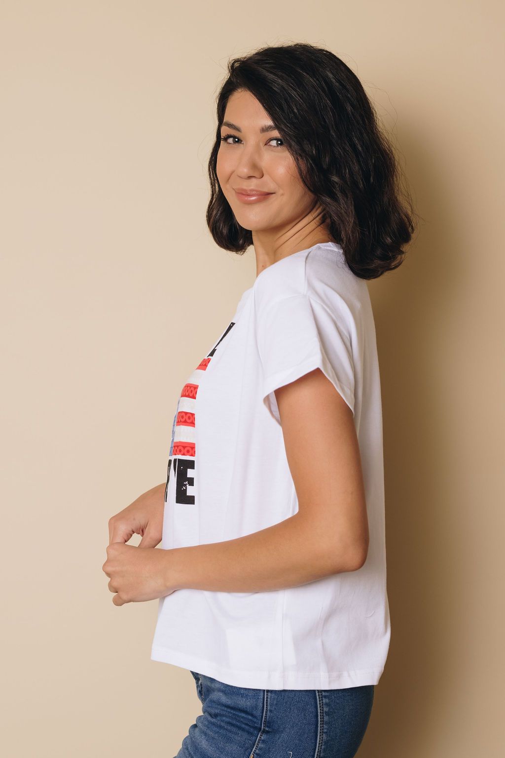 Live Free Flag Graphic Crop Tee