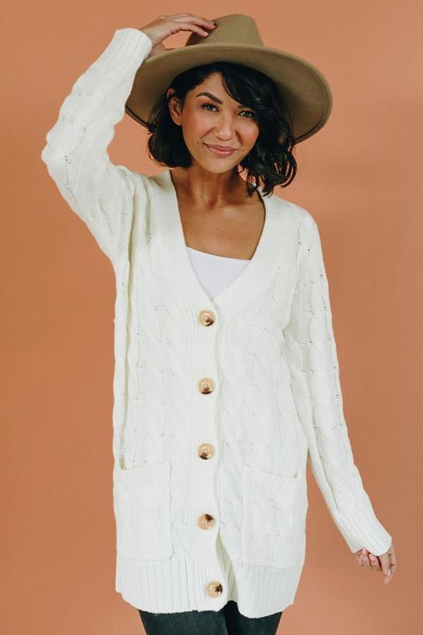 Golden Moon Knit Pocket Cardigan