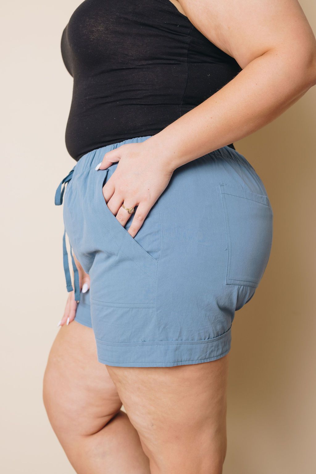 Plus Size - Burts Elastic Waist Drawstring Shorts