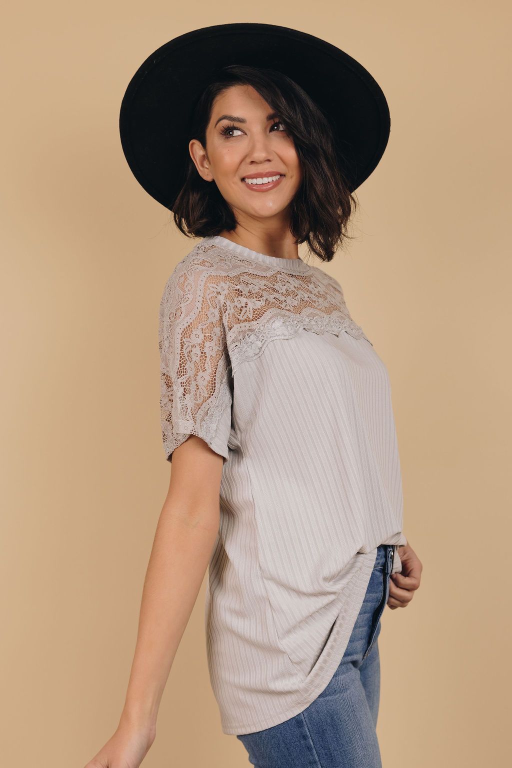 Rumors Goin' Round Lace Detail Top