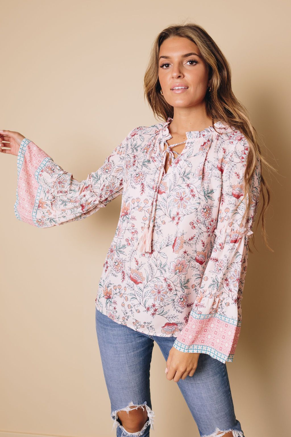 Nani Floral Flared Sleeve Top