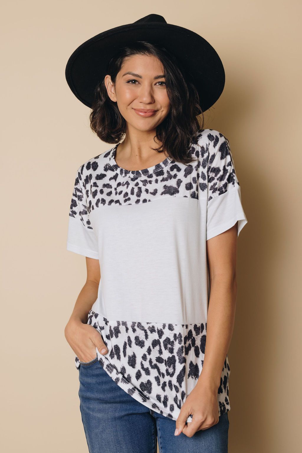 Be About It Leopard Colorblock Top