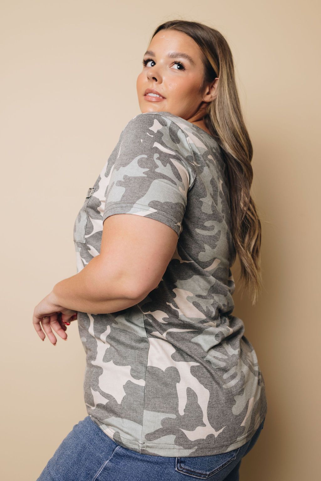 Plus Size - Rare Feelings Camo Top