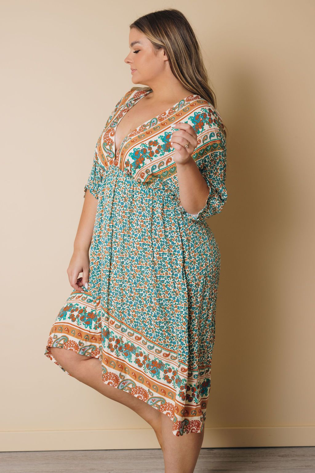 Plus Size - Lively Boho Floral Dress