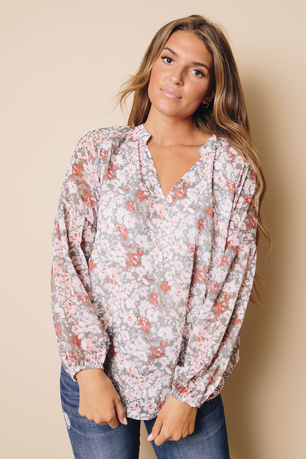 Anna Floral Long Sleeve Top