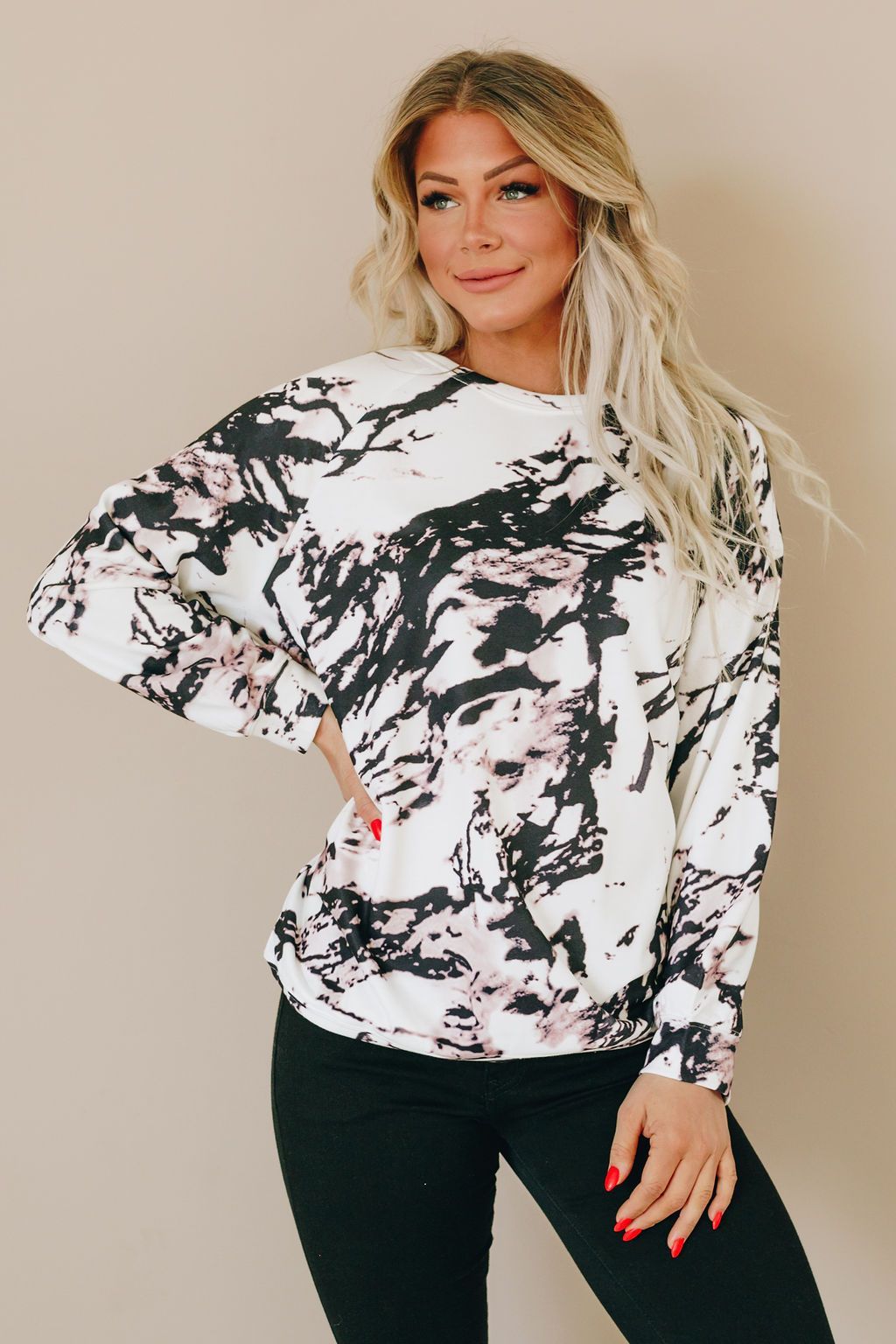 Sadie Marble Print Sweatshirt