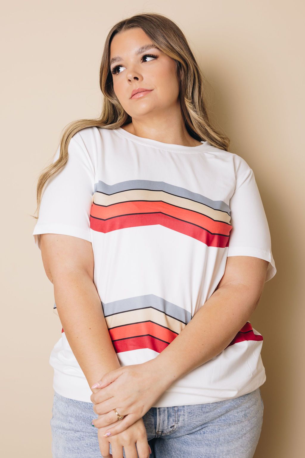 Plus Size - Darlee Striped Tee