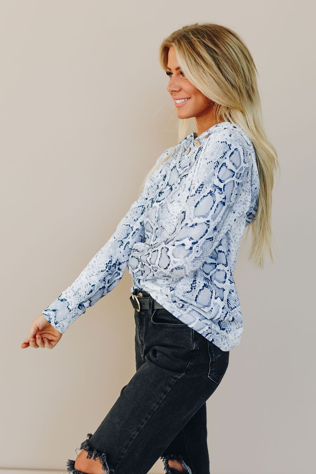 Button Me Up Print Hoodie