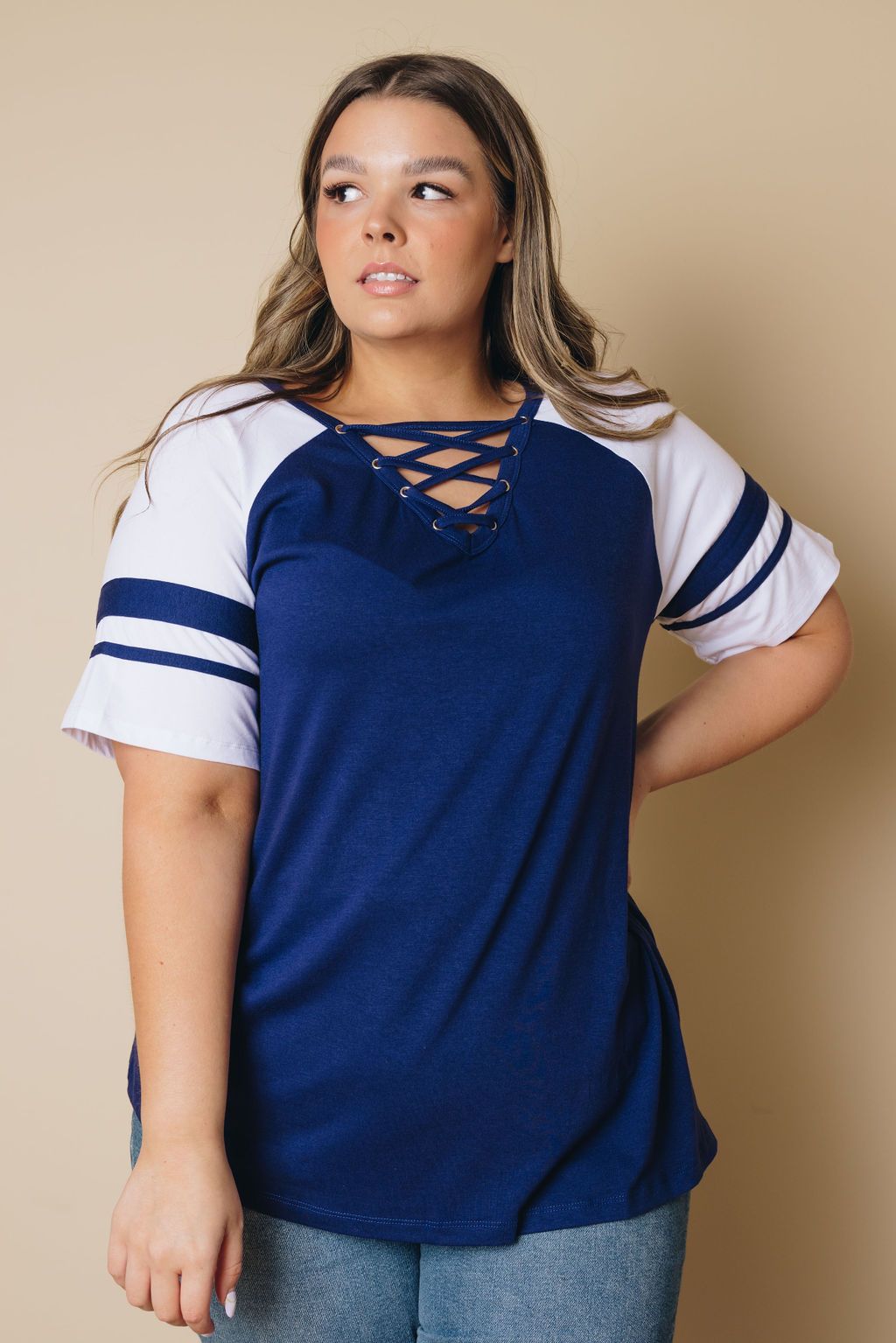 Plus Size - Bailey Crisscross Neck Tee