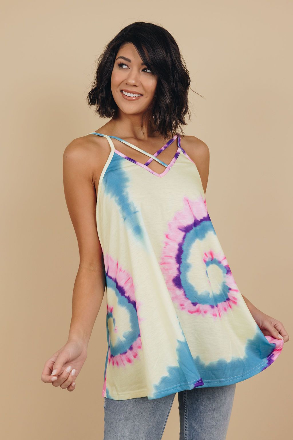 Dye Happy Cross Neck Tank