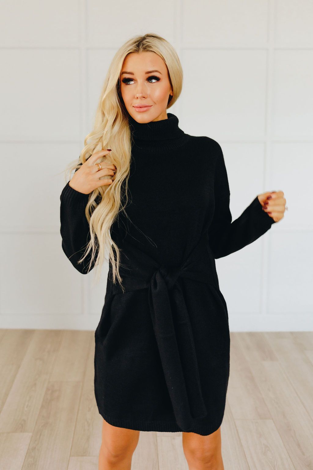 All Tied Up Turtleneck Sweater Dress