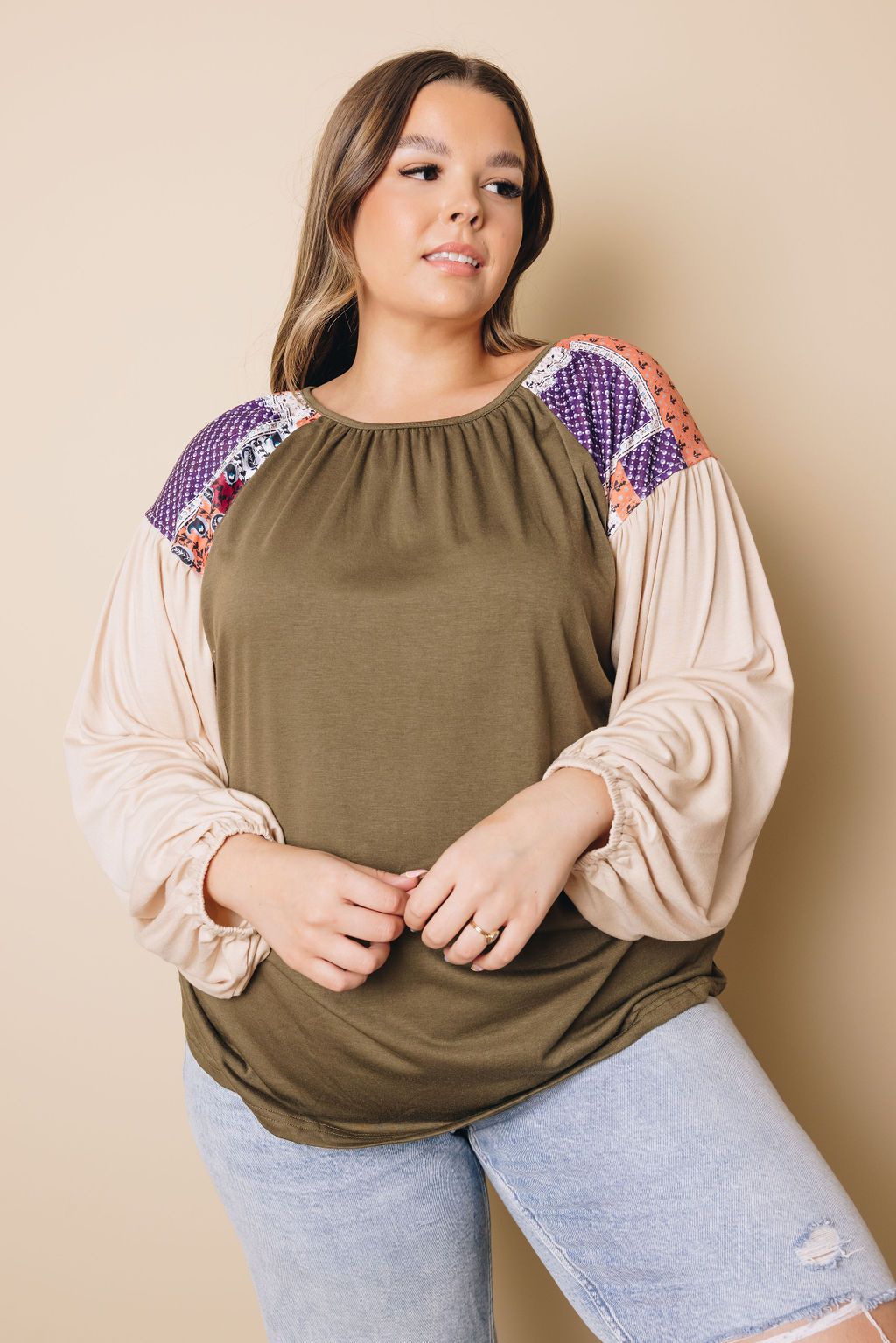 Plus Size - Gene Puff Long Sleeve Top