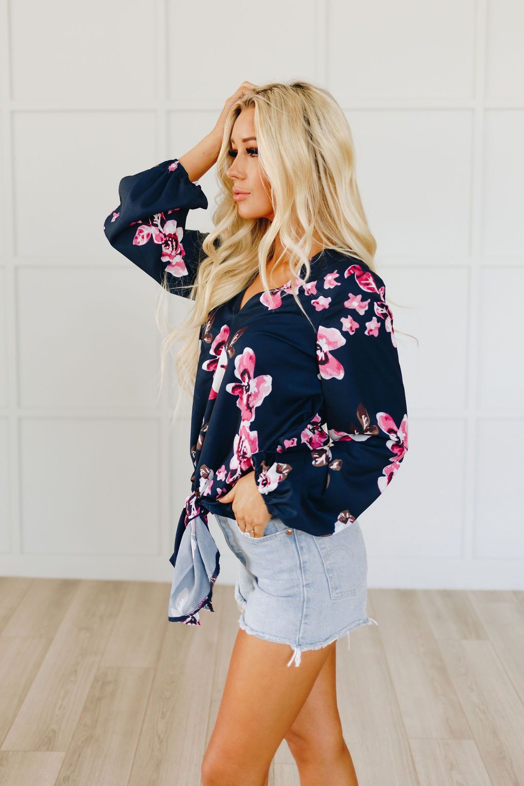 Dancing Flowers Tie Detail Top