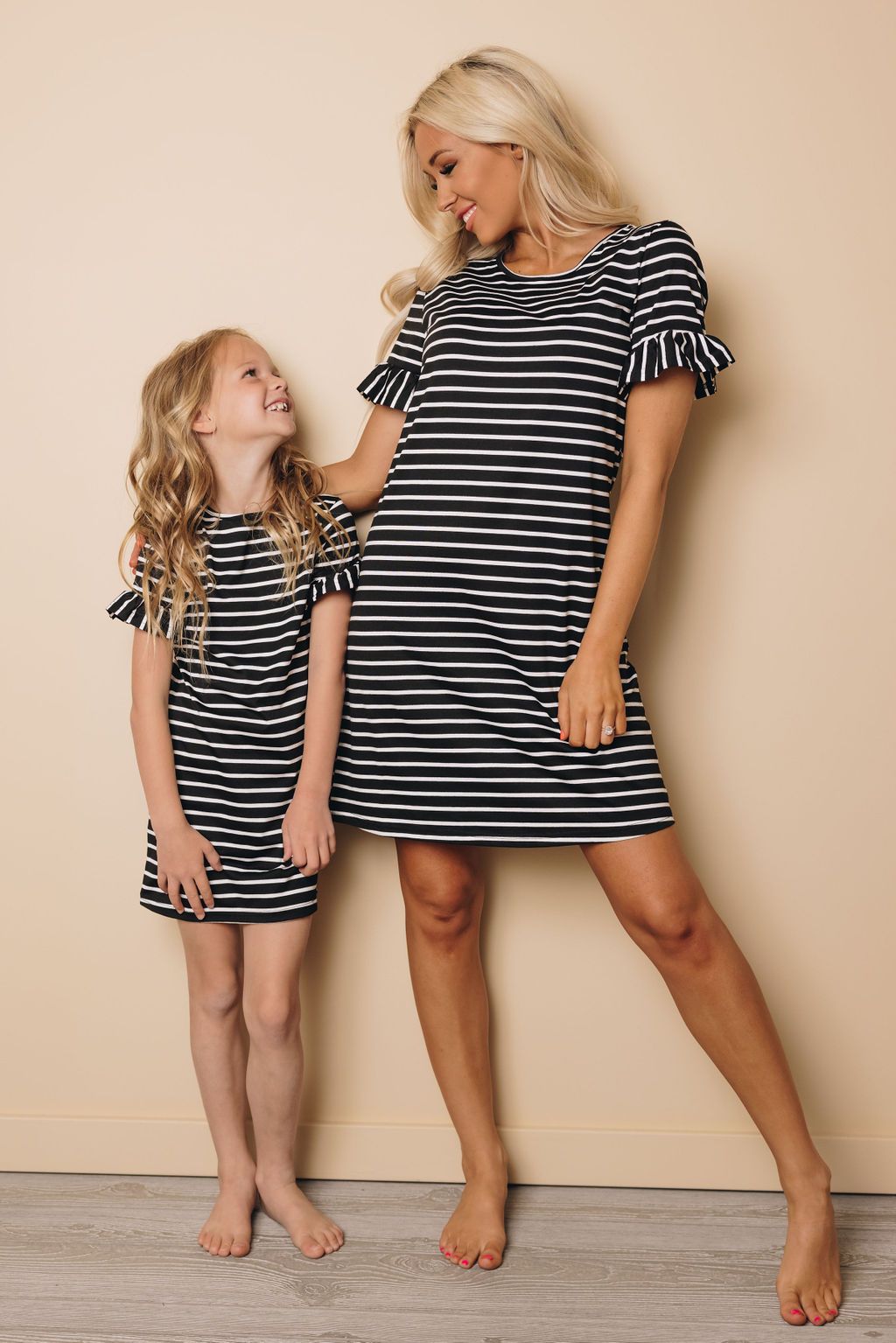 Mama + Me Striped Ruffle Dress (Mama)