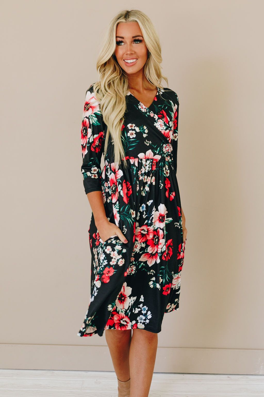 Storyline Floral Wrap Dress