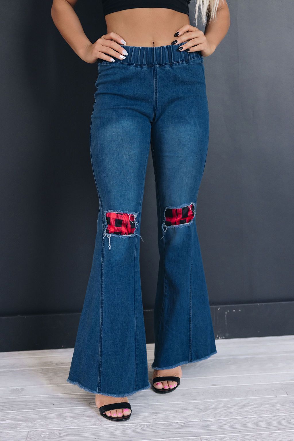 Be Happy Patched Flared Denim