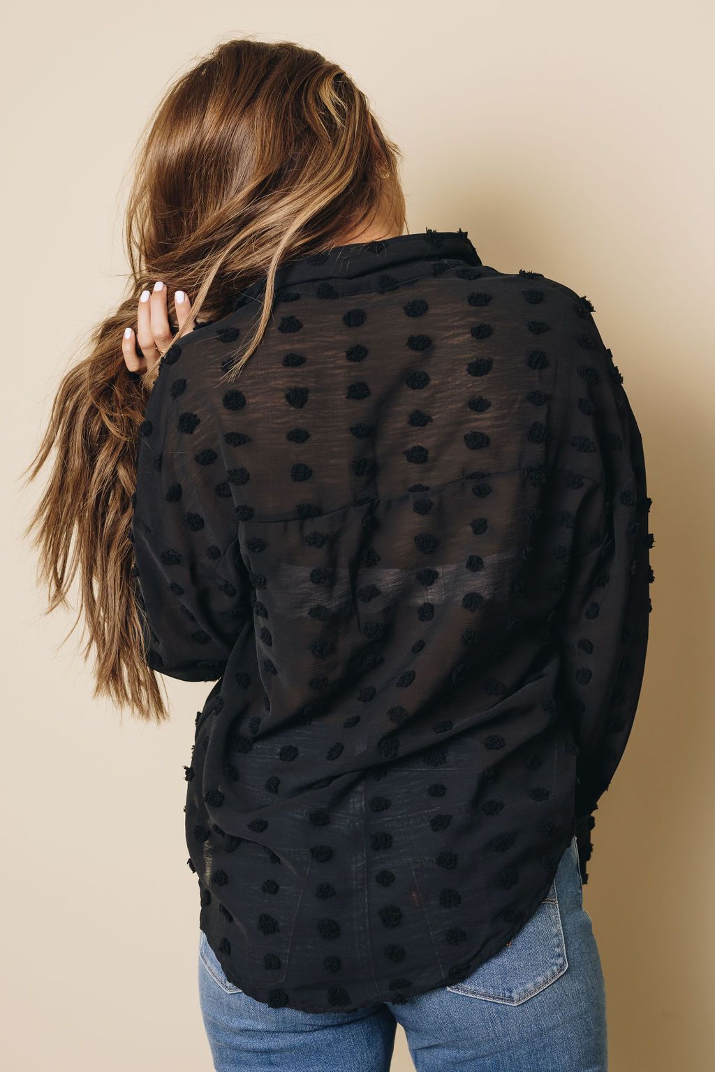 Hilly Swiss Dot Button Up Top