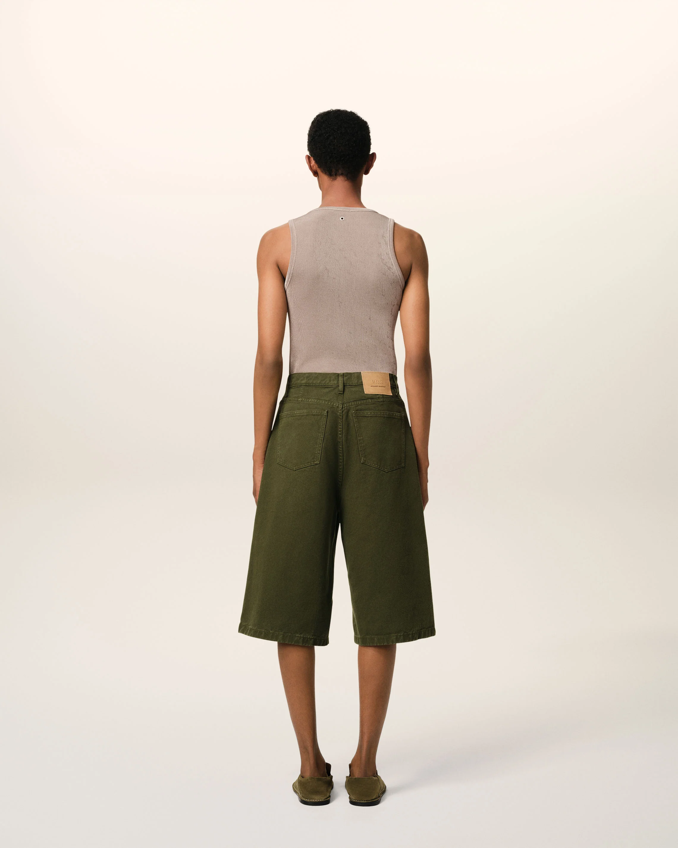 Green Cotton Wide Fit Bermuda Short