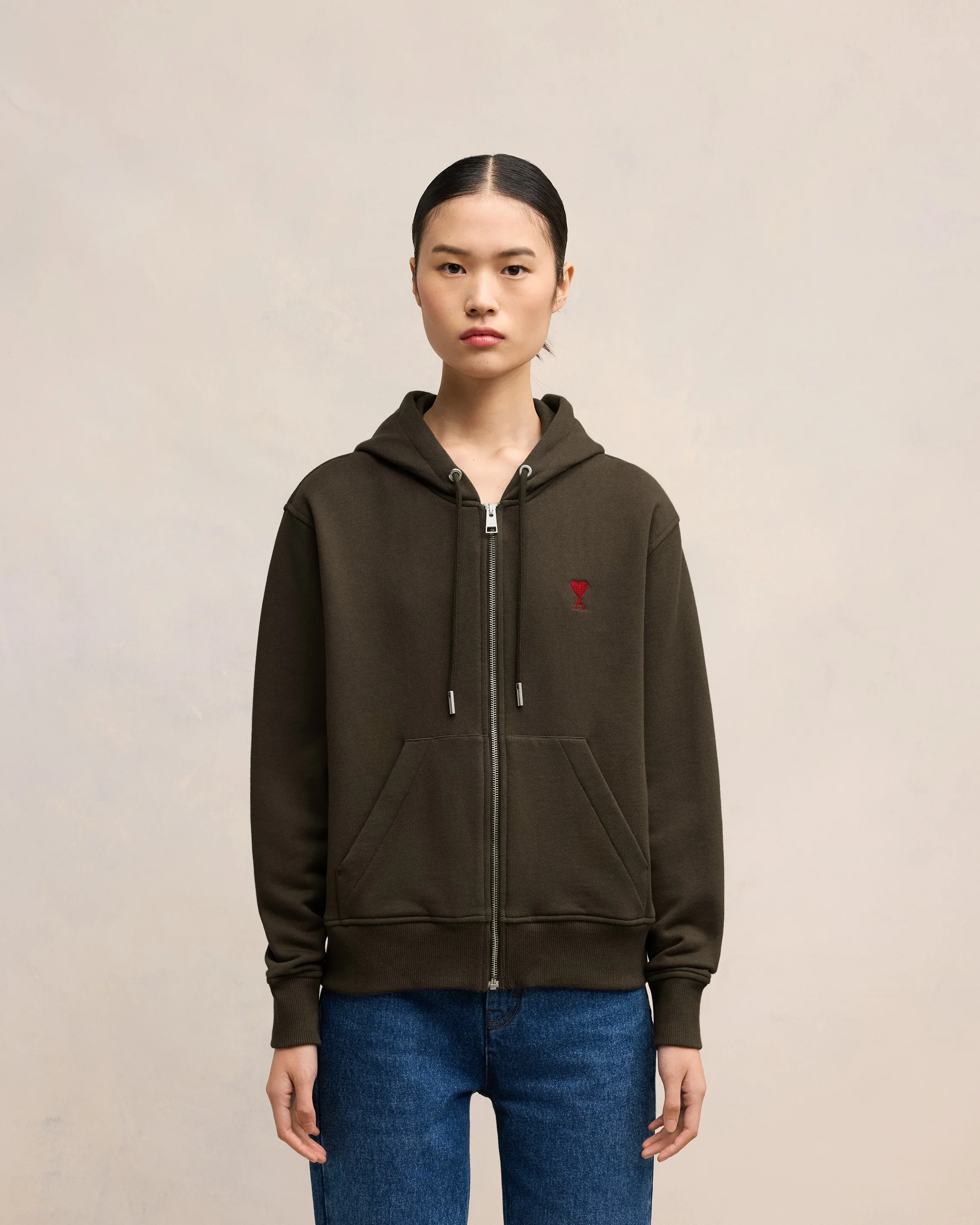 Red Zipped Ami de Coeur Hoodie