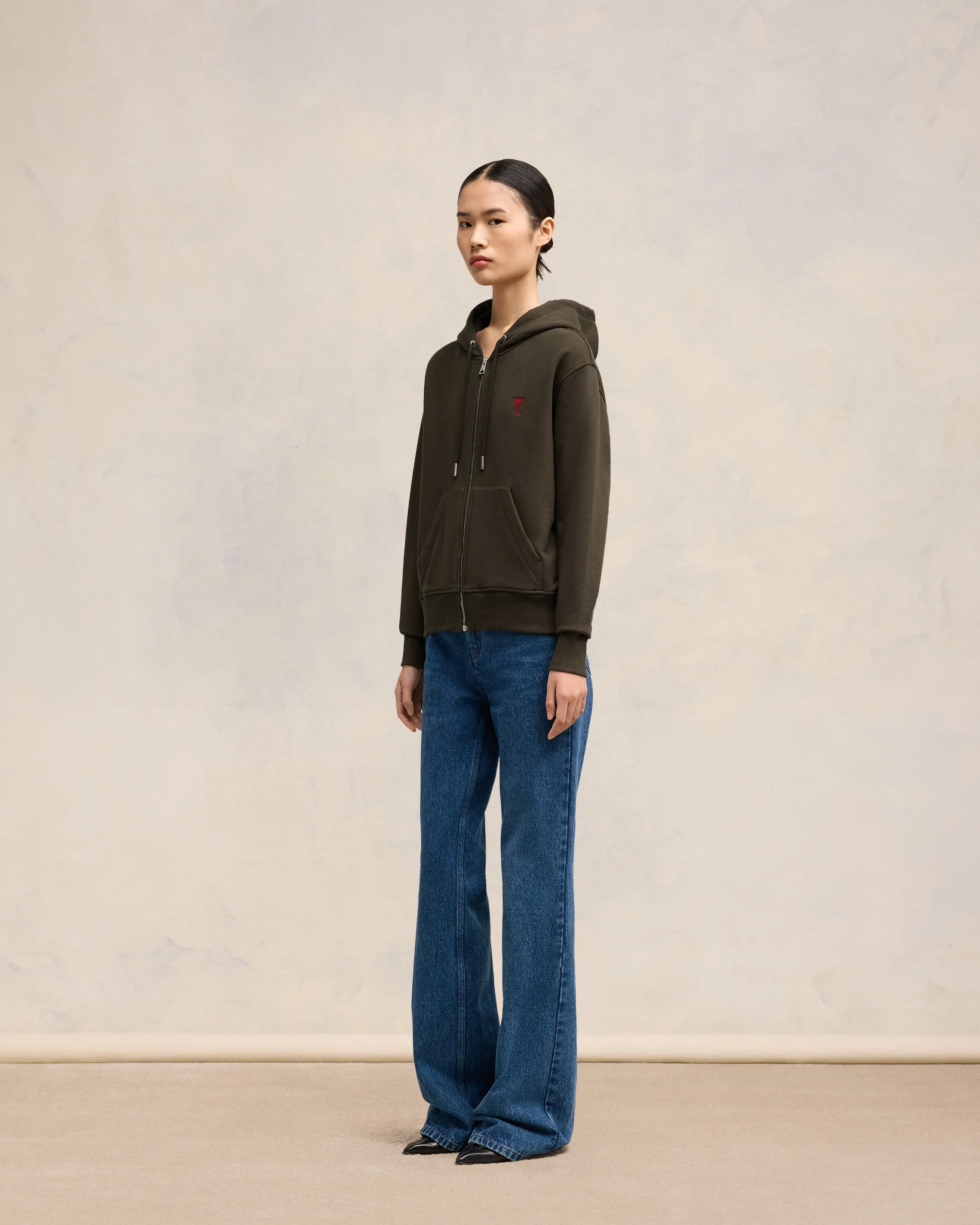 Red Zipped Ami de Coeur Hoodie