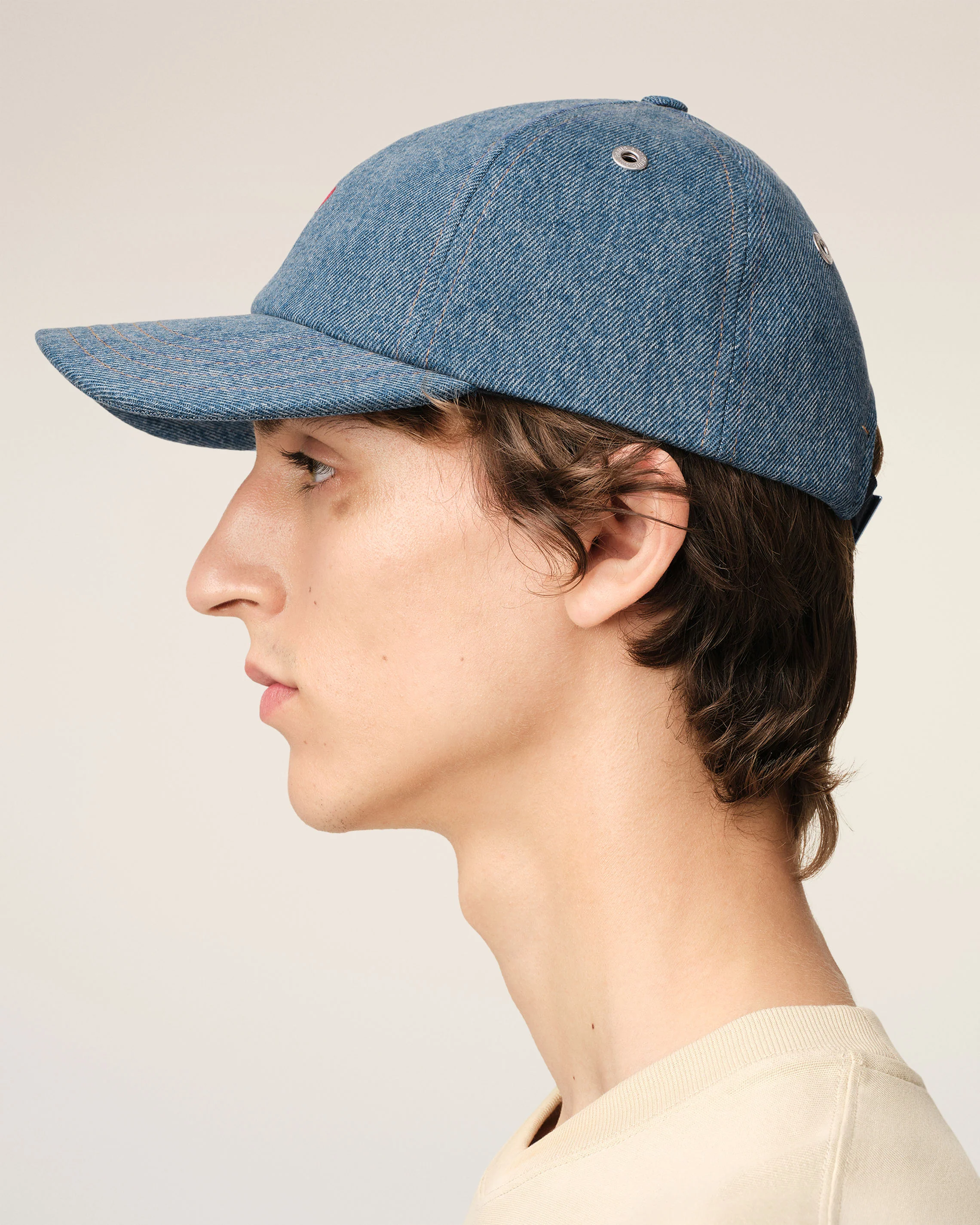 Blue Cotton Ami de Coeur Embroidery Cap